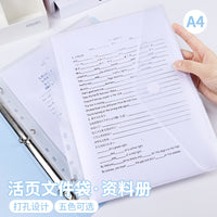A4 Loose-Leaf File Folder with Document Sleeves, Transparent Business Organizer