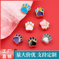 JG171 Alloy Bear Paw Print Large Hole Bead for DIY Bracelets and Jewelry