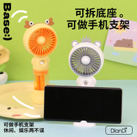 Cartoon Handheld Spray Fan with Phone Holder, USB Rechargeable Mini Misting Fan for Summer