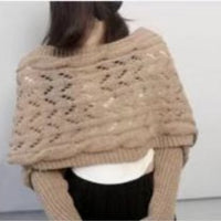 Women's Knitted Long Shawl with Sleeves, Hollow Out Cardigan Wrap for Autumn/Winter