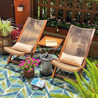 Outdoor Rattan Wicker Lounge Chair with Ottoman or Coffee Table, Foldable Balcony Garden Patio Recliner