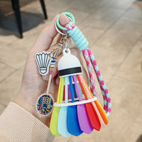 Colorful Badminton Racket Keychain with Feather Ball Charm, Sports-Themed Bag Pendant for Men and Women, Competition Souvenir Gift