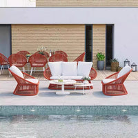 Outdoor Wicker Sofa Set Aluminum Alloy Frame Weatherproof Patio Garden Furniture
