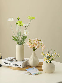 Ceramic Vase with Artificial Peony Bouquet for Table Decor