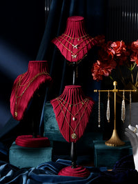 Velvet Jewelry Display Bust Stand for Necklaces and Pendants, Countertop Mannequin Prop