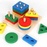 Wooden Geometric Shape Sorter Stacking Puzzle Toy for Early Education