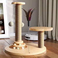 Cat Scratching Post with Sisal Rope and Integrated Cat Tree Toy for Indoor Cats