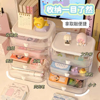Desktop Study Desk Organizer Office Storage Box Stationery Pen Holder Tabletop Shelf Cute Drawer Type