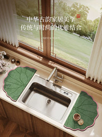 New Chinese Style Diatomaceous Earth Half-Round Absorbent Mat for Kitchen Countertop and Bathroom Sink