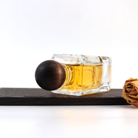 Refillable Clear Glass Perfume Spray Bottle with Wood Ball Cap