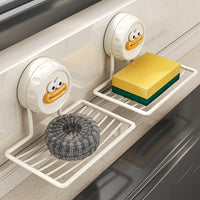 Cartoon Duck Suction Cup Soap Holder Wall-Mounted Drain Soap Dish for Bathroom
