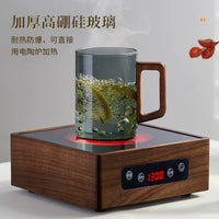 Hoinvaet Glass Teacup Set with Handle and Holder for Home and Guests