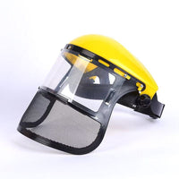 Head-Mounted Mesh Face Shield for Gardening, Logging, and Spraying
