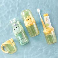 Portable Travel Toothbrush and Mouthwash Cup Set - 3-in-1 Food Grade Couple Wash Cup