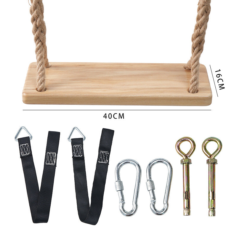 Solid Wood Swing Seat for Indoor/Outdoor Use - Elm Wood Anti-Corrosion Swing Board for Adults and Children