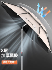 Portable Triple-Fold Outdoor Sun/Rain Protection Umbrella with Thickened Black Glue Coating, Multi-purpose Fishing Umbrella