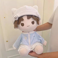 Cotton Doll Clothes Set for 40cm Plush Dolls, Sitting Pose Outfits with Pants and Hat