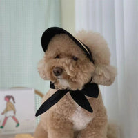 Pet French Straw Hat for Small Dogs and Cats, Teddy Bichon Ear-Out Lace Sun Hat, Adjustable Eye Protection Cap