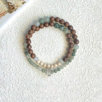 Chinese Style Green Aventurine Double-Layer Bracelet with Sandalwood Beads