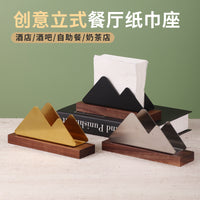 Walnut Wood Tissue Holder, Stainless Steel Stand Napkin Holder, Square Paper Holder for Hotel, Restaurant, Bar, KTV