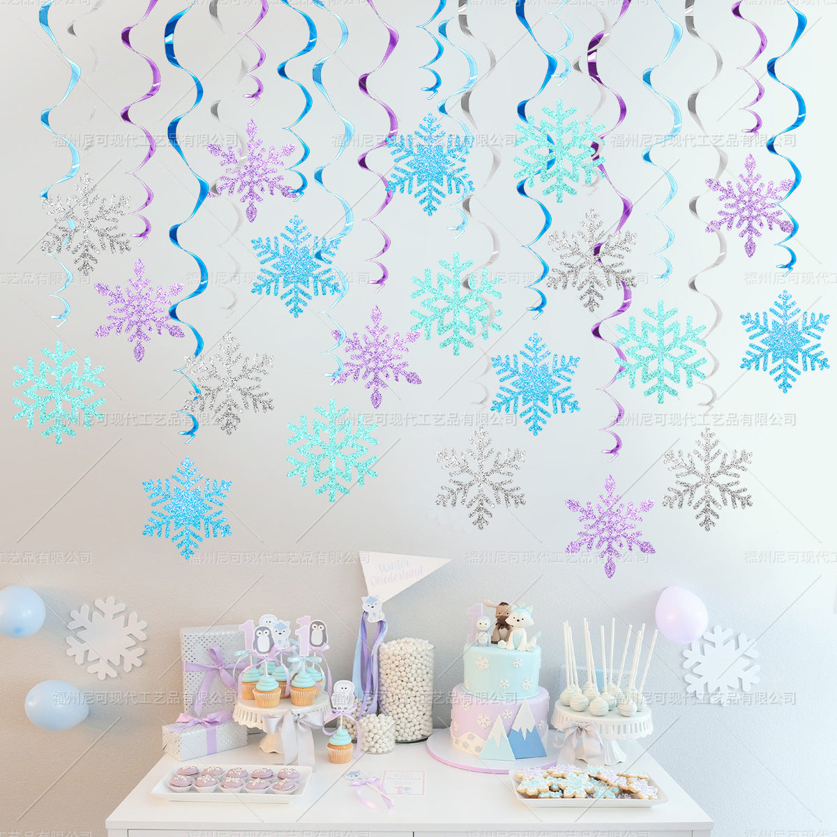 Christmas Snowflake Swirl Hanging Decorations for Winter Holiday Parties