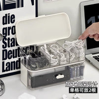 Desktop Double-Layer Cable Organizer Box with Dustproof Compartments for Phone Chargers and Power Cords