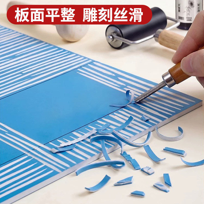 PVC Engraving Board for Printmaking and Art Students, A5/A4 Size, Blue/White