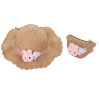 Kids Summer Sun Hat and Bag Set - Breathable UV Protection Princess Straw Hat for Girls and Women