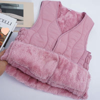 Women's Lambswool Lined Vest Winter Warm Sleeveless Jacket