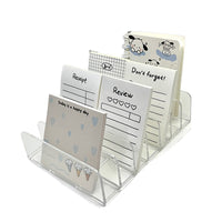 Desktop Organizer Rack for Stationery, Postcards, and Sticky Notes - Clear/Black Acrylic Storage Display