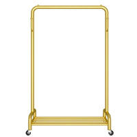 Freestanding Garment Rack with Shoe Shelf and Wheels for Bedroom, Living Room, Balcony