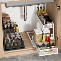 Under Sink Pull-Out Cabinet Organizer with Sliding Drawer Basket for Kitchen and Bathroom Storage