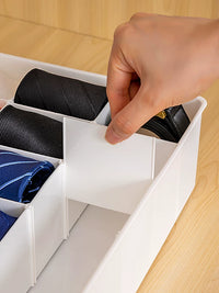 Mipaidi Drawer Organizer with Lid for Underwear, Socks, Ties, and Belts - Dividable Storage Box