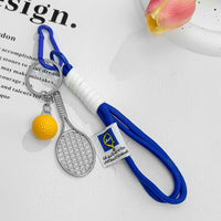 Nylon Braided Rope Badminton Tennis Racket Keychain Charm for Sports Bags Car Keys