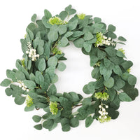 Artificial Eucalyptus Garland with Gypsophila and White Berries for Home Decor