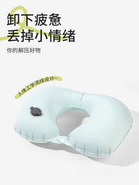 Grizzly Summer Cooling Ice Silk Inflatable Travel Pillow U-Shaped Neck Pillow