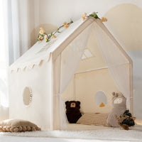 Kids' Indoor Play Tent with Mat, Princess Castle Playhouse for Boys and Girls