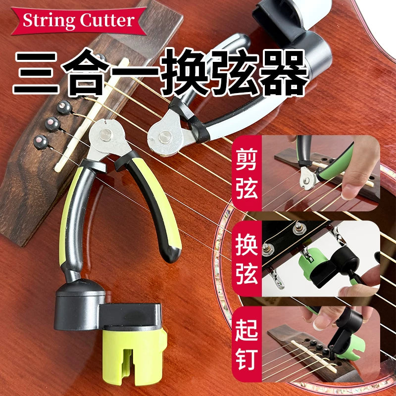 3-in-1 Guitar String Winder, Cutter, and Pin Puller Tool for Bass and Acoustic Guitars