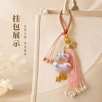 Handmade Song Brocade Gourd Keychain with Double-Sided Embroidery