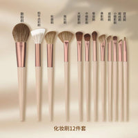 12-Piece Soft Makeup Brush Set with Concealer, Powder, Eyeshadow, and Eyeliner Brushes