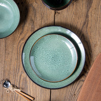 Ceramic Dinnerware Set Peacock Glaze Steak Plate Salad Bowl Noodle Bowl Nordic Retro Home Use