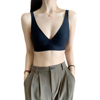 Forest Island Japanese Style Wireless Jelly Bra for Women, Comfortable Deep V Thin Section Student Bralette