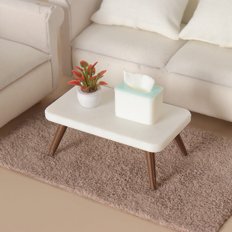 Dollhouse Miniature Coffee Table Model for Sofa Scene Decor