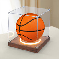 Acrylic Display Case for Basketball Football Soccer Ball Collectibles Dustproof Cube with Stand