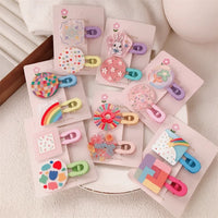 Korean Style Geometric Color Block Acrylic Hair Clips for Kids and Girls