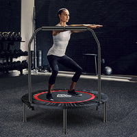 Indoor Fitness Trampoline with Handrail for Kids & Adults, Foldable Mini Rebounder for Home Exercise