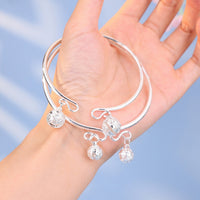 Chinese Style Bell Anklet Bracelet for Women, Adjustable Open Cuff Design, Hanfu Foot Jewelry