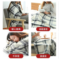 Flannel Button-Up Blanket Shawl for Office and Home, Thick Plaid Wearable Throw