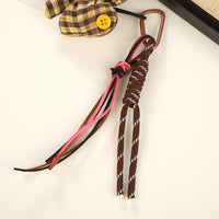French Vintage Plaid Bowknot Keychain Pendant DIY Handmade Stuffed Bow Tie Woven Rope Phone Charm Bag Ornament