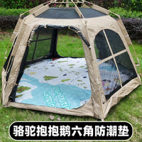 Thickened Hexagonal Tent Moisture-proof Mat Outdoor Camping Picnic Mat with Aluminum Film